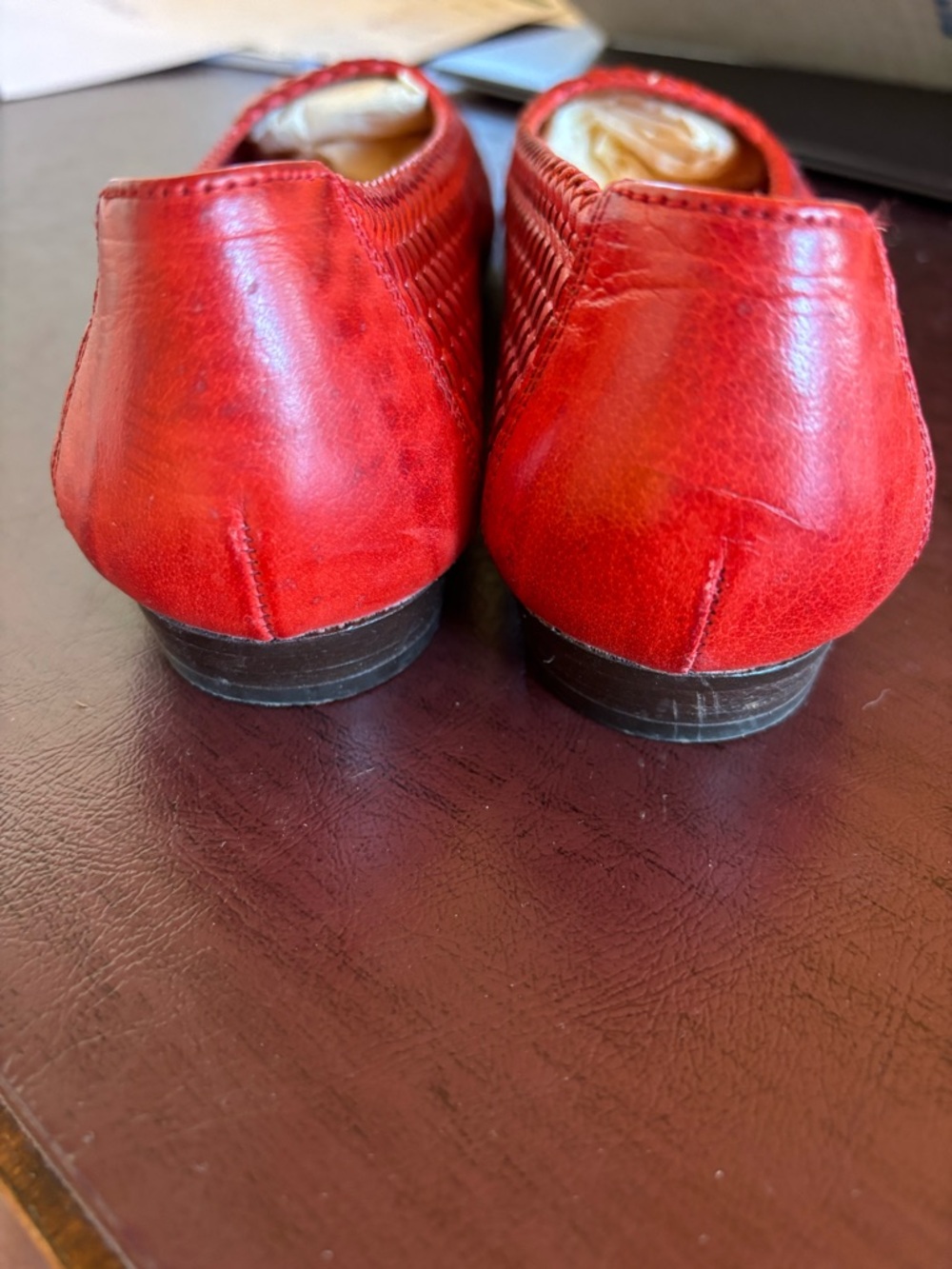 Cole Haan Red Woven Leather Slip-On Flats - Picture 6 of 7